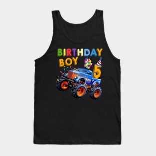 5th Birthday Boy Blaze 5 Year Old Monster Truck Tank Top